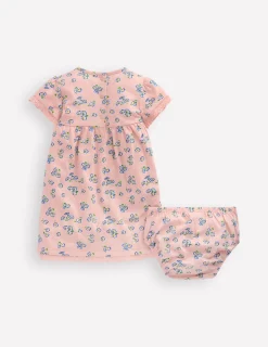Boden Robes|Ensembles Assortis-Robe en jersey à détails en broderie anglaise Motif petites fleurs rose