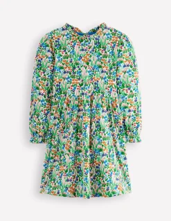 Boden Robes-Robe en jersey à manches blousantes Motif Spring Flowerbed martin-pêcheur