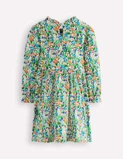 Boden Robes-Robe en jersey à manches blousantes Motif Spring Flowerbed martin-pêcheur