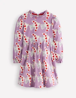 Boden Robes-Robe en jersey à manches blousantes Motif Love Birds pensée pâle