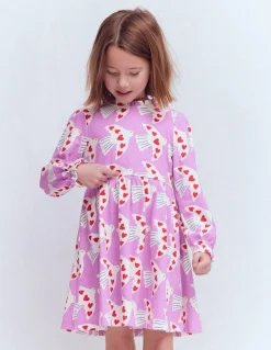 Boden Robes-Robe en jersey à manches blousantes Motif Love Birds pensée pâle