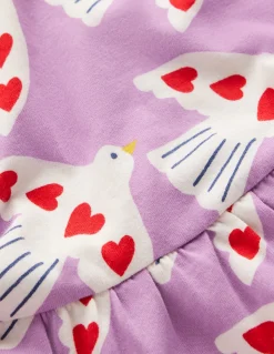 Boden Robes-Robe en jersey à manches blousantes Motif Love Birds pensée pâle
