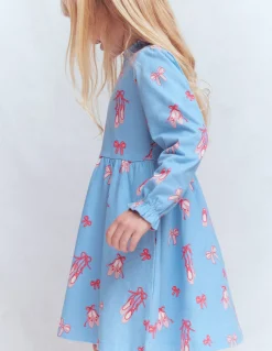 Boden Robes-Robe en jersey à manches blousantes Chaussons de danse bleu pâle