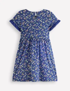 Boden Ensembles Assortis|Robes-Robe en jersey à poche et broderie anglaise Motif Meadow Floral bleu saphir