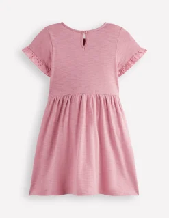 Boden Robes-Robe en jersey à poche et broderie anglaise Brume rose