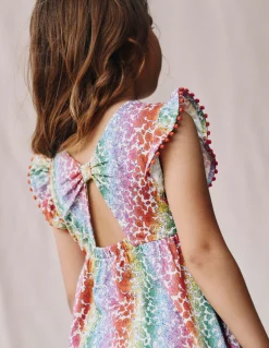 Boden Robes-Robe en jersey avec nœud au dos Lit de fleurs dégradé arc-en-ciel