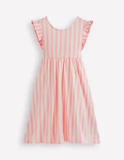 Boden Robes-Robe en jersey avec nœud au dos Rayé rose