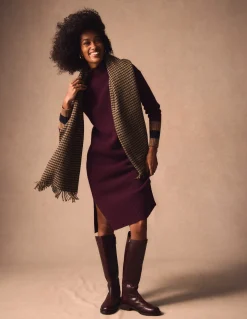 Boden Robes & Combinaisons|Midi-Robe en maille mérinos Rayé cerise foncé, marron