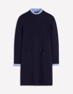 Boden Tenues De Travail|Robes & Combinaisons-Robe en maille tissée à détails Bleu marine