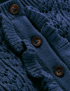 Boden Robes & Combinaisons|Midi-Robe en maille volantée à col tunisien Bleu denim