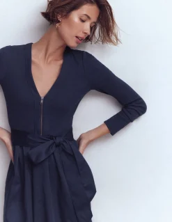 Boden Tenues De Travail|Robes & Combinaisons-Robe en mélange de techniques à manches longues Bleu marine