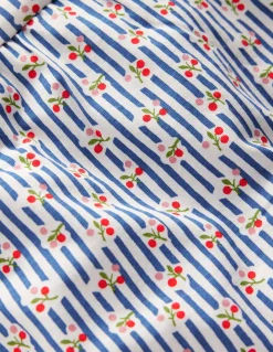 Boden Robes|Ensembles Assortis-Robe froncée en jersey Rayé cerise geai bleu