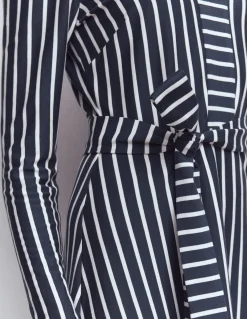 Boden Tenues De Travail|Robes & Combinaisons-Robe Imogen en jersey à col Rayé bleu marine foncé et ivoire