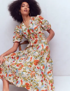 Boden Robes & Combinaisons|Midi-Robe Irene à manches bouffantes Multi, motif Botanical Flourish