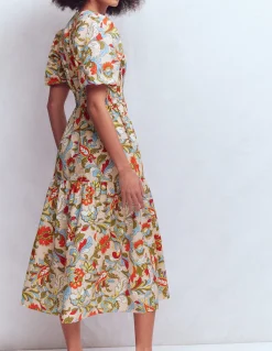 Boden Robes & Combinaisons|Midi-Robe Irene à manches bouffantes Multi, motif Botanical Flourish