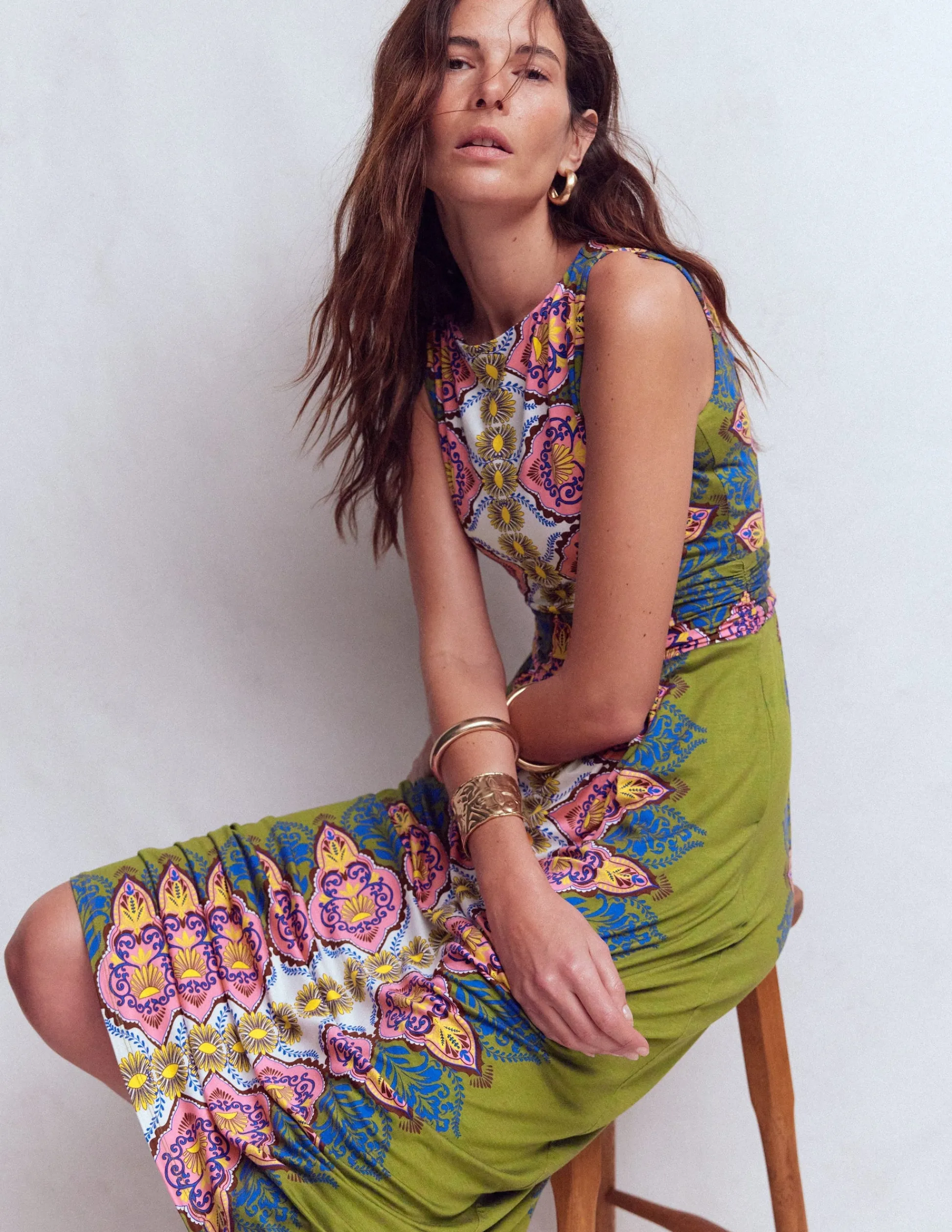 Boden Robes & Combinaisons|Robes Coupe Petite-Robe longue Antonia en jersey Multi, motif Ornamental Garden