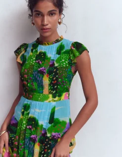 Boden Robes & Combinaisons|Longues-Robe longue plissée et volantée Imprimé jardin