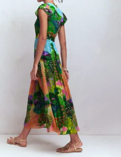 Boden Robes & Combinaisons|Longues-Robe longue plissée et volantée Imprimé jardin