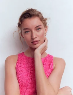 Boden Robes & Combinaisons|Longues-Robe longue Silvia avec corsage à baleines Dentelle punch rose