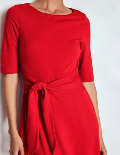 Boden Tenues De Travail|Robes & Combinaisons-Robe Mathilde en point de Rome à nouer à la taille Rouge épicé