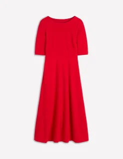 Boden Tenues De Travail|Robes & Combinaisons-Robe Mathilde en point de Rome à nouer à la taille Rouge épicé