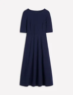 Boden Tenues De Travail|Robes & Combinaisons-Robe Mathilde en point de Rome à nouer à la taille Bleu marine