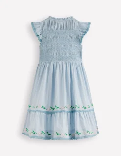 Boden Robes-Robe midi à corsage froncé Bleu brumeux