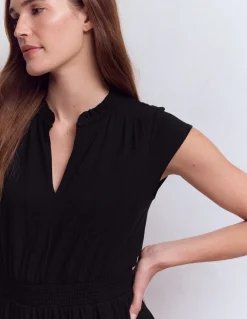 Boden Robes & Combinaisons|Midi-Robe midi Alba à smocks en jersey Noir