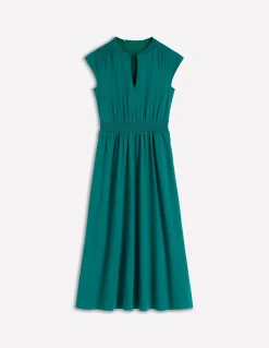 Boden Robes & Combinaisons|Midi-Robe midi Alba à smocks en jersey Vert canard