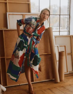 Boden Tenues De Travail|Robes & Combinaisons-Robe midi Alexa à manches longues Motif Abstract Valley multi