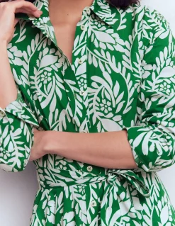 Boden Robes & Combinaisons|Midi-Robe midi Alexa à manches longues Vert frais, motif Scattered Vine