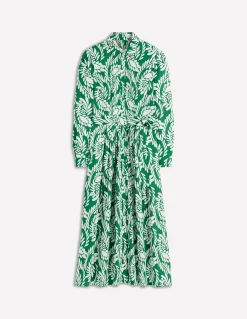 Boden Robes & Combinaisons|Midi-Robe midi Alexa à manches longues Vert frais, motif Scattered Vine