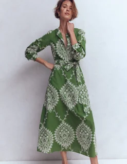 Boden Robes & Combinaisons|Midi-Robe midi Ava en coton Broderie anglaise vert