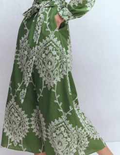 Boden Robes & Combinaisons|Midi-Robe midi Ava en coton Broderie anglaise vert