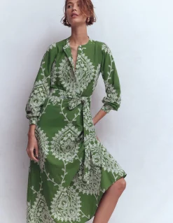 Boden Robes & Combinaisons|Midi-Robe midi Ava en coton Broderie anglaise vert