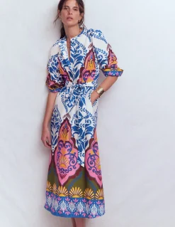 Boden Robes & Combinaisons|Midi-Robe midi Ava en coton Multi, motif Ornamental Garden