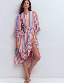 Boden Robes & Combinaisons|Midi-Robe midi Ava en lin mélangé Multi rose, vert, violet