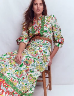Boden Robes & Combinaisons|Midi-Robe midi Ava en lin mélangé Multi, motif Botanical Trail