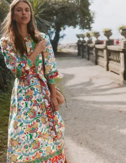 Boden Robes & Combinaisons|Midi-Robe midi Ava en lin mélangé Multi, motif Botanical Trail