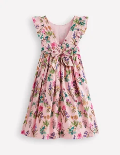 Boden Robes-Robe midi avec nœud au dos Motif floral rose