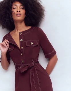 Boden Tenues De Travail|Robes & Combinaisons-Robe midi Bria en point de Rome Glycine profond