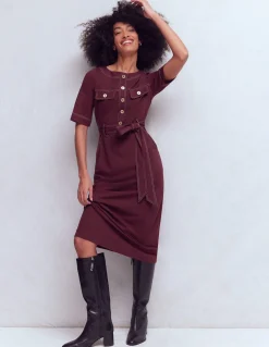 Boden Tenues De Travail|Robes & Combinaisons-Robe midi Bria en point de Rome Glycine profond