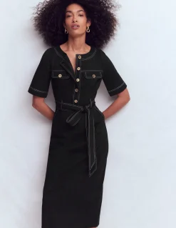 Boden Tenues De Travail|Robes & Combinaisons-Robe midi Bria en point de Rome Noir