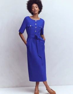 Boden Tenues De Travail|Robes & Combinaisons-Robe midi Bria en point de Rome Bleu vif