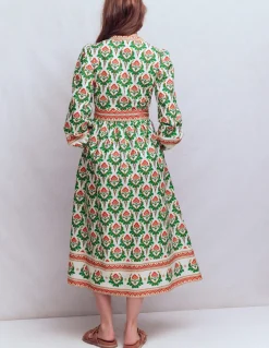 Boden Robes & Combinaisons|Midi-Robe midi Cary en coton Multi, motif Ornamental Stamp