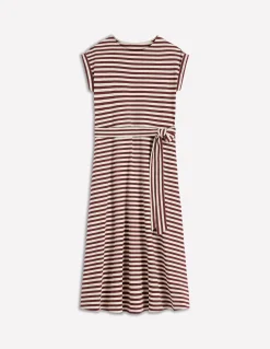 Boden Robes & Combinaisons|Robes Coupe Petite-Robe midi Eve en jersey Glycine profond, rayé ivoire