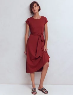 Boden Robes & Combinaisons|Tenues De Travail-Robe midi Eve en jersey Châtaigne profonde
