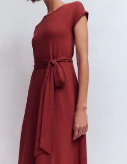 Boden Robes & Combinaisons|Tenues De Travail-Robe midi Eve en jersey Châtaigne profonde