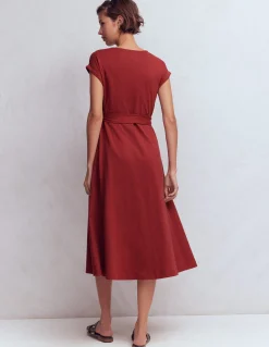 Boden Robes & Combinaisons|Tenues De Travail-Robe midi Eve en jersey Châtaigne profonde