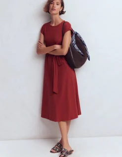 Boden Robes & Combinaisons|Tenues De Travail-Robe midi Eve en jersey Châtaigne profonde